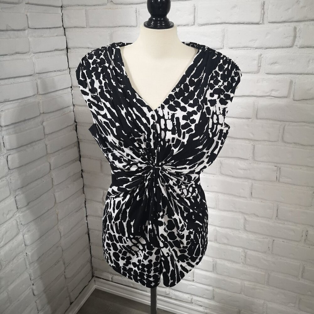 Calvin Klein Ladies Size Large Black & White Sleeveless Tank Top